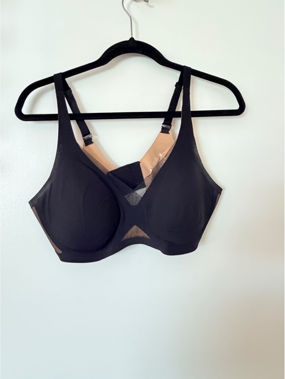 Honeylove CrossOver Bra Black Wireless Mesh Support Bra Size Large